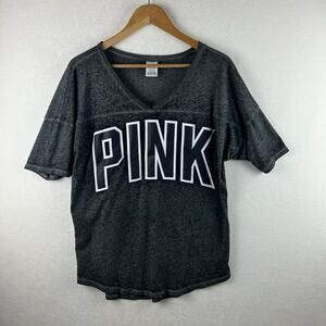 Pink Women’s Size Medium Grey Graphic V-neck T-shirt